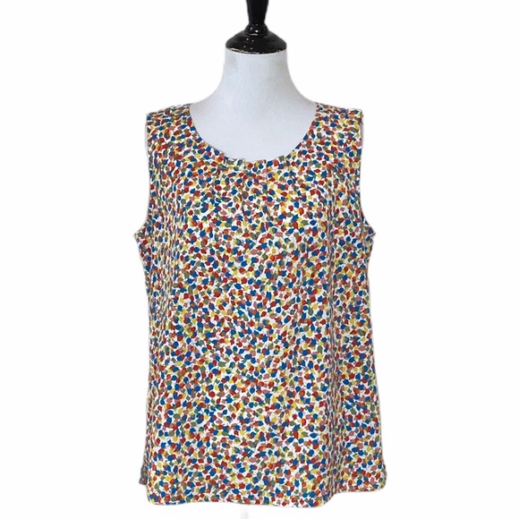 Talbots Rainbow Leaf Print Pleated Blouse Size Medium - Picture 9 of 9